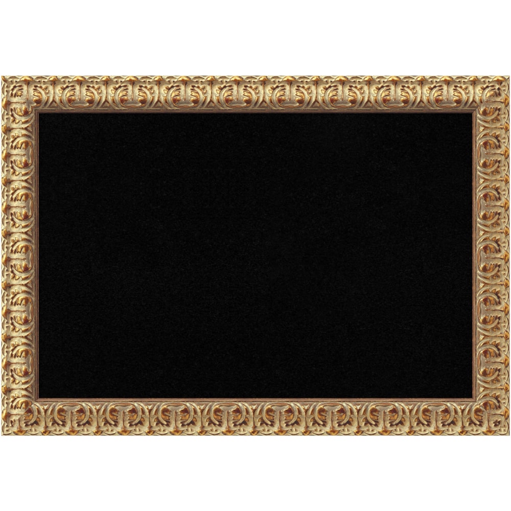 Amanti Art Florentine Non-Magnetic Cork Bulletin Board, 27in x 19in, Black, Gold Wood Frame MPN:A42703980197