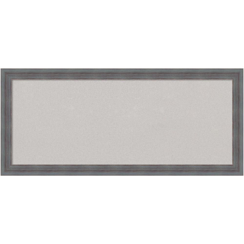 Amanti Art Rectangular Non-Magnetic Cork Bulletin Board, Gray, 32in x 14in, Dixie Blue Gray Rustic Wood Frame MPN:A42703980581