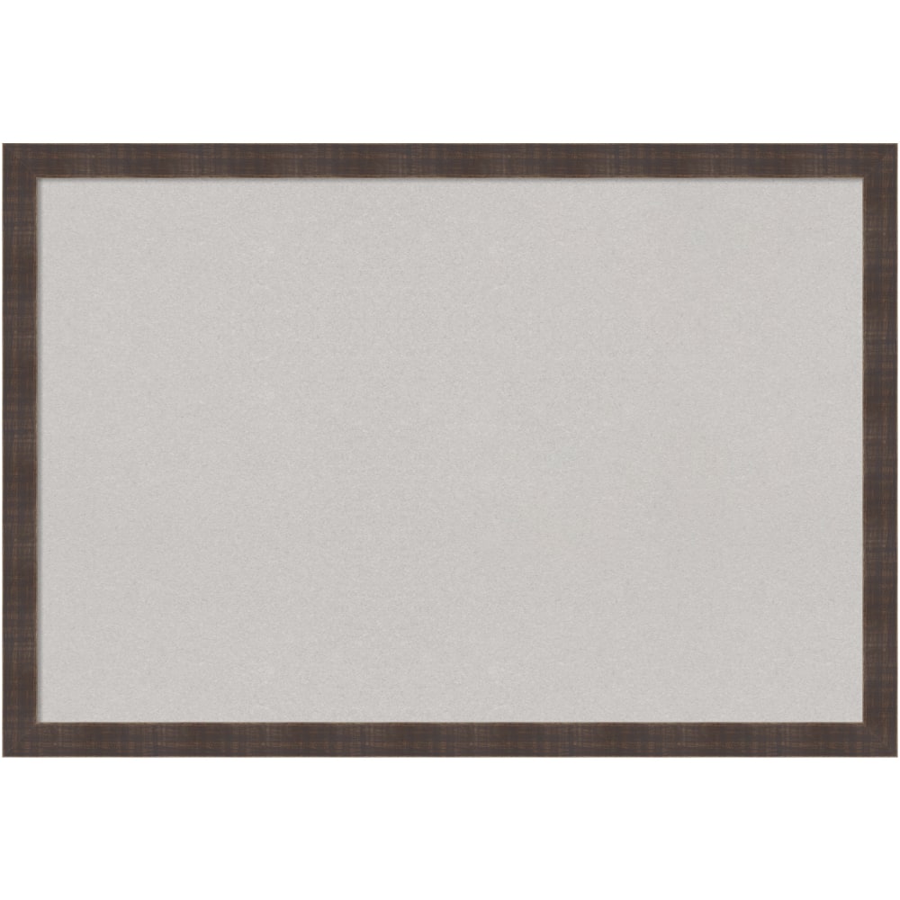 Amanti Art Rectangular Non-Magnetic Cork Bulletin Board, Gray, 38in x 26in, Whiskey Brown Rustic Wood Frame MPN:A42703981299