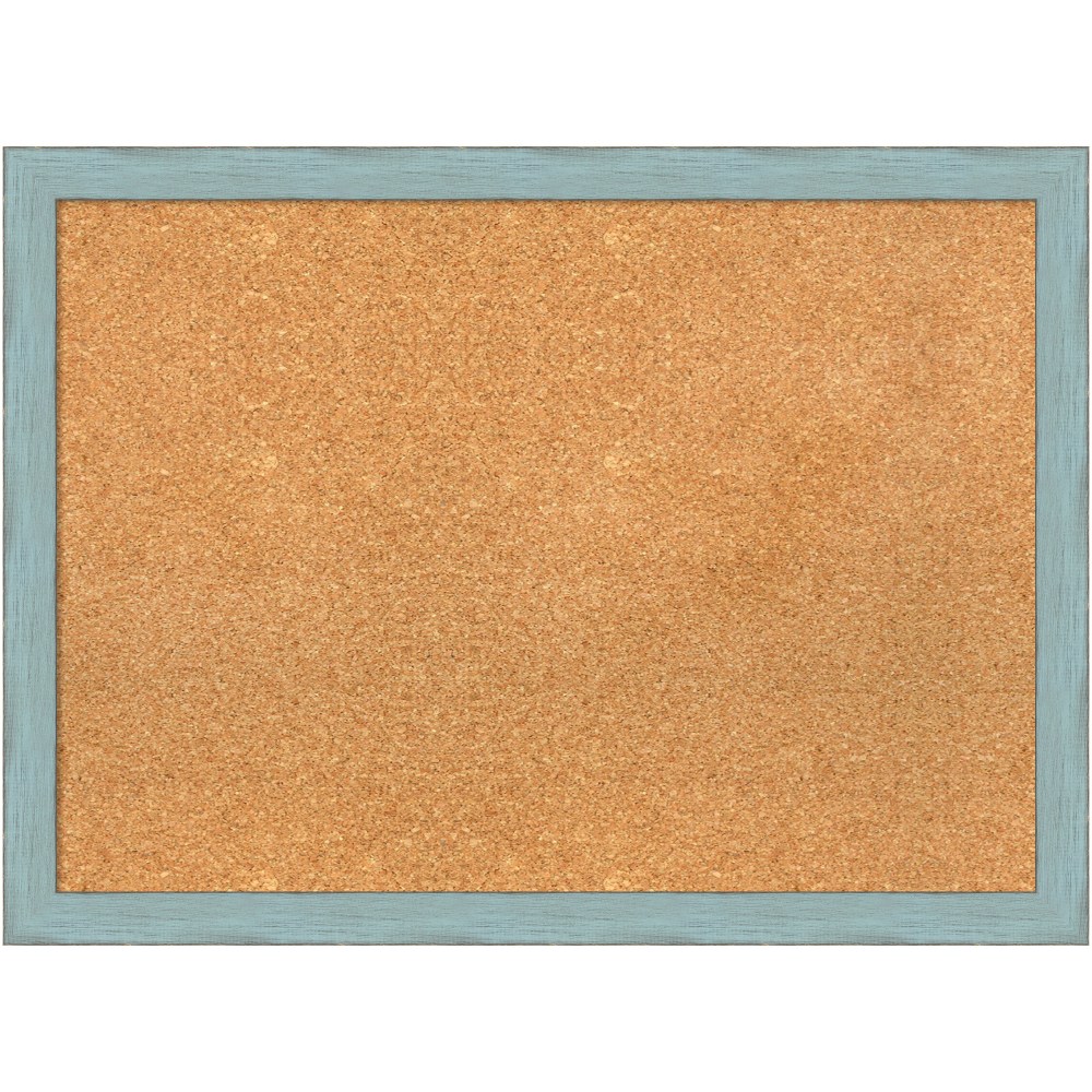 Amanti Art Cork Bulletin Board, 30in x 22in, Natural, Sky Blue Rustic Wood Frame MPN:A42703981373
