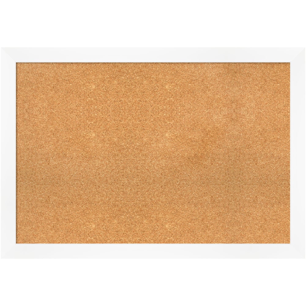 Amanti Art Rectangular Non-Magnetic Cork Bulletin Board, Natural, 39in x 27in, Cabinet White Narrow Plastic Frame MPN:A42705383218