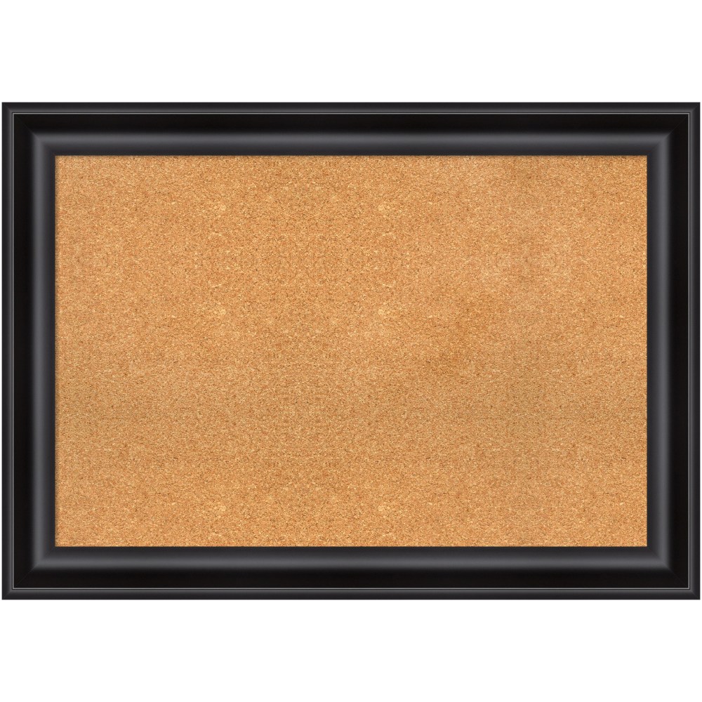Amanti Art Rectangular Non-Magnetic Cork Bulletin Board, Natural, 42in x 30in, Grand Black Plastic Frame MPN:A42705383241