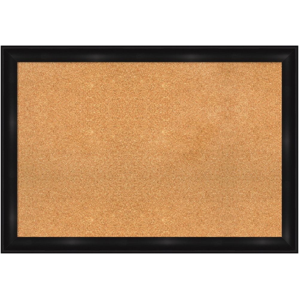 Amanti Art Rectangular Non-Magnetic Cork Bulletin Board, Natural, 40in x 28in, Grand Black Narrow Plastic Frame MPN:A42705383242