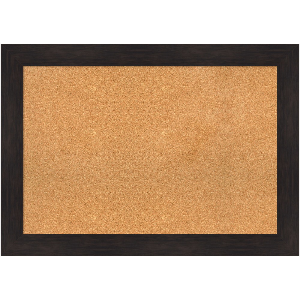 Amanti Art Rectangular Non-Magnetic Cork Bulletin Board, Natural, 42in x 30in, Furniture Espresso Plastic Frame MPN:A42705383250