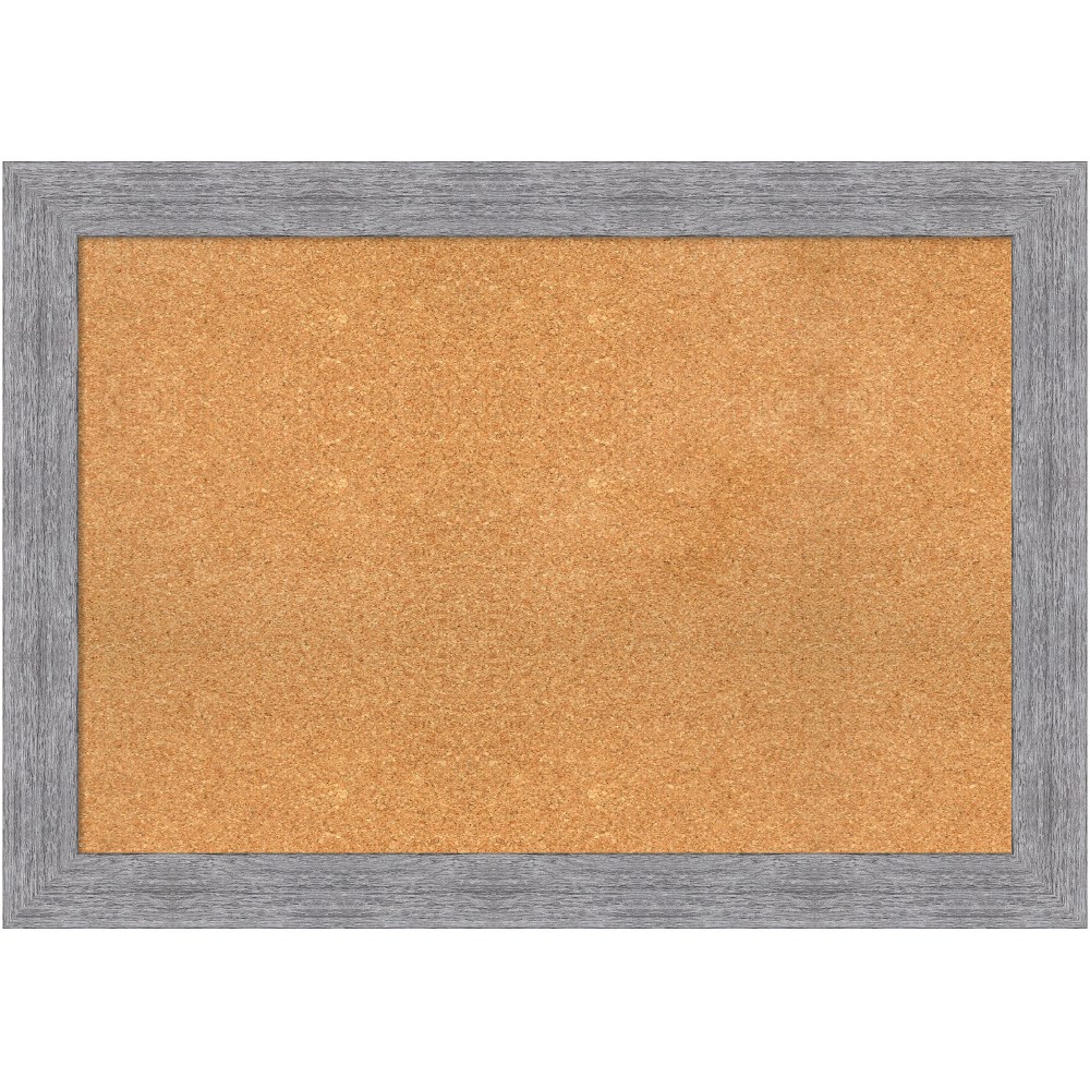 Amanti Art Rectangular Non-Magnetic Cork Bulletin Board, Natural, 41in x 29in, Bark Rustic Gray Plastic Frame MPN:A42705383256