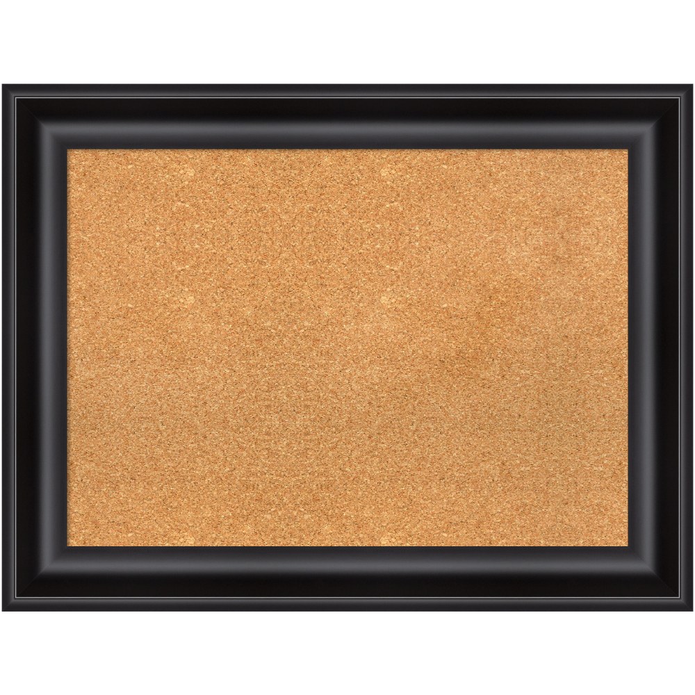Amanti Art Rectangular Non-Magnetic Cork Bulletin Board, Natural, 34in x 26in, Grand Black Plastic Frame MPN:A42705383370