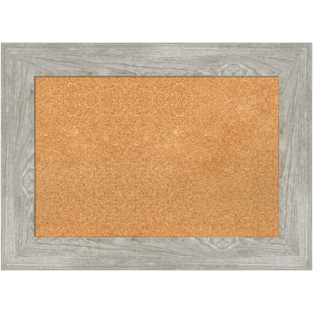 Amanti Art Rectangular Non-Magnetic Cork Bulletin Board, Natural, 30in x 22in, Dove Graywash Plastic Frame MPN:A42705383381