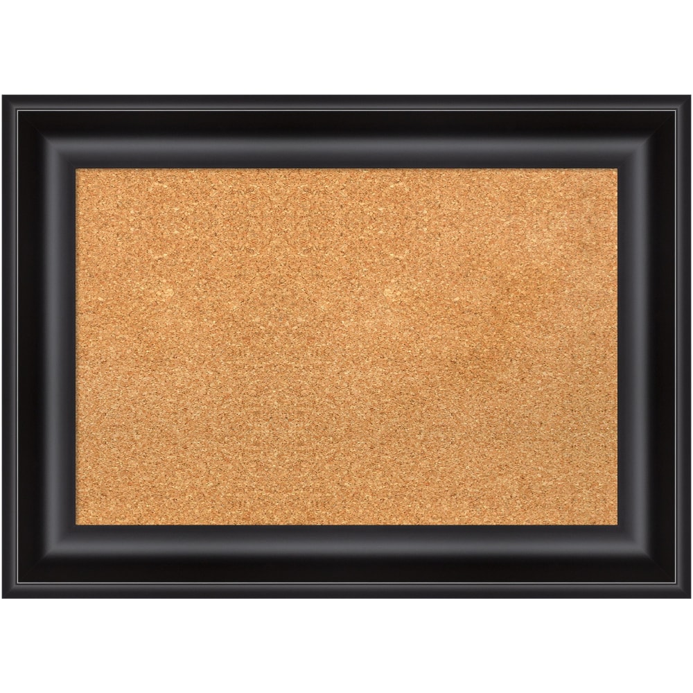 Amanti Art Rectangular Non-Magnetic Cork Bulletin Board, Natural, 30in x 22in, Grand Black Plastic Frame MPN:A42705383394
