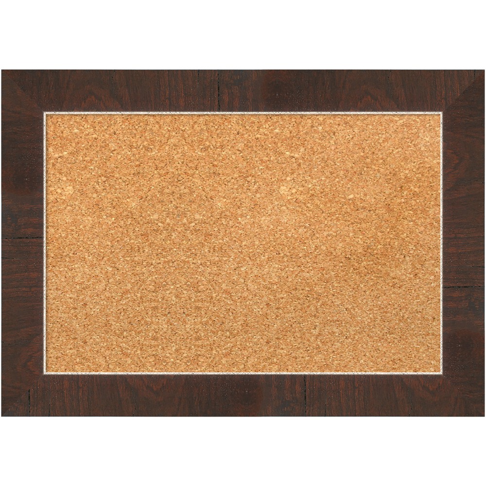 Amanti Art Non-Magnetic Cork Bulletin Board, 21in x 15in, Natural, Wildwood Brown Narrow Wood Frame MPN:A42705383416