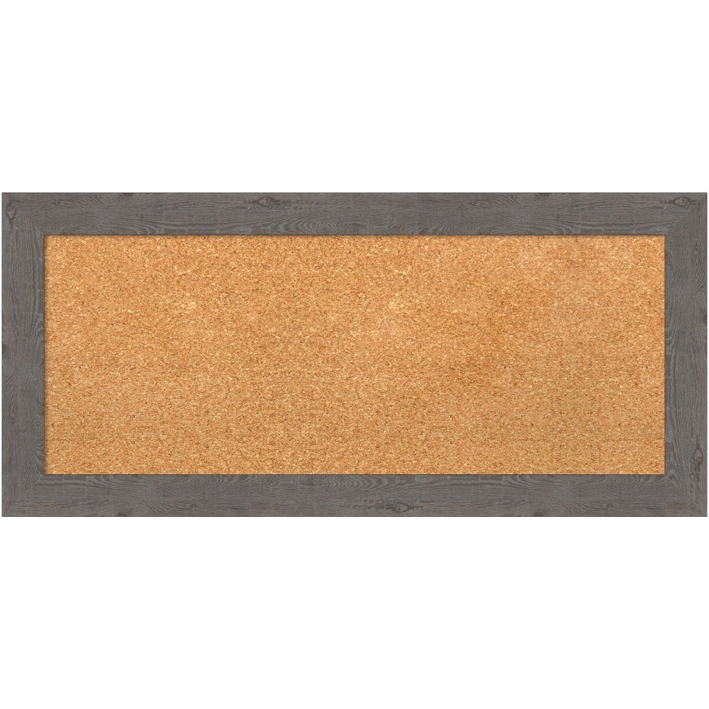 Amanti Art Non-Magnetic Cork Bulletin Board, 33in x 15in, Natural, Rustic Plank Gray Narrow Plastic Frame MPN:A42705383435
