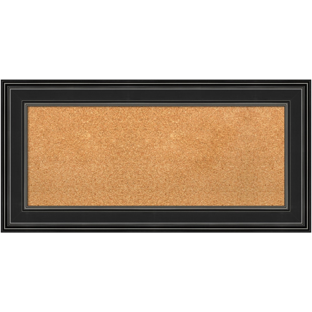 Amanti Art Non-Magnetic Cork Bulletin Board, 36in x 18in, Natural, Ridge Black Plastic Frame MPN:A42705383445
