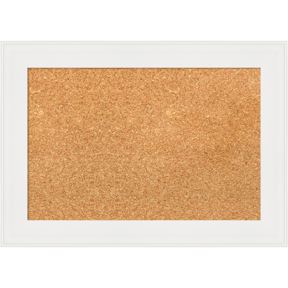 Amanti Art Cork Bulletin Board, 21in x 15in, Natural, Vanity White Polystyrene Frame MPN:A42705383450