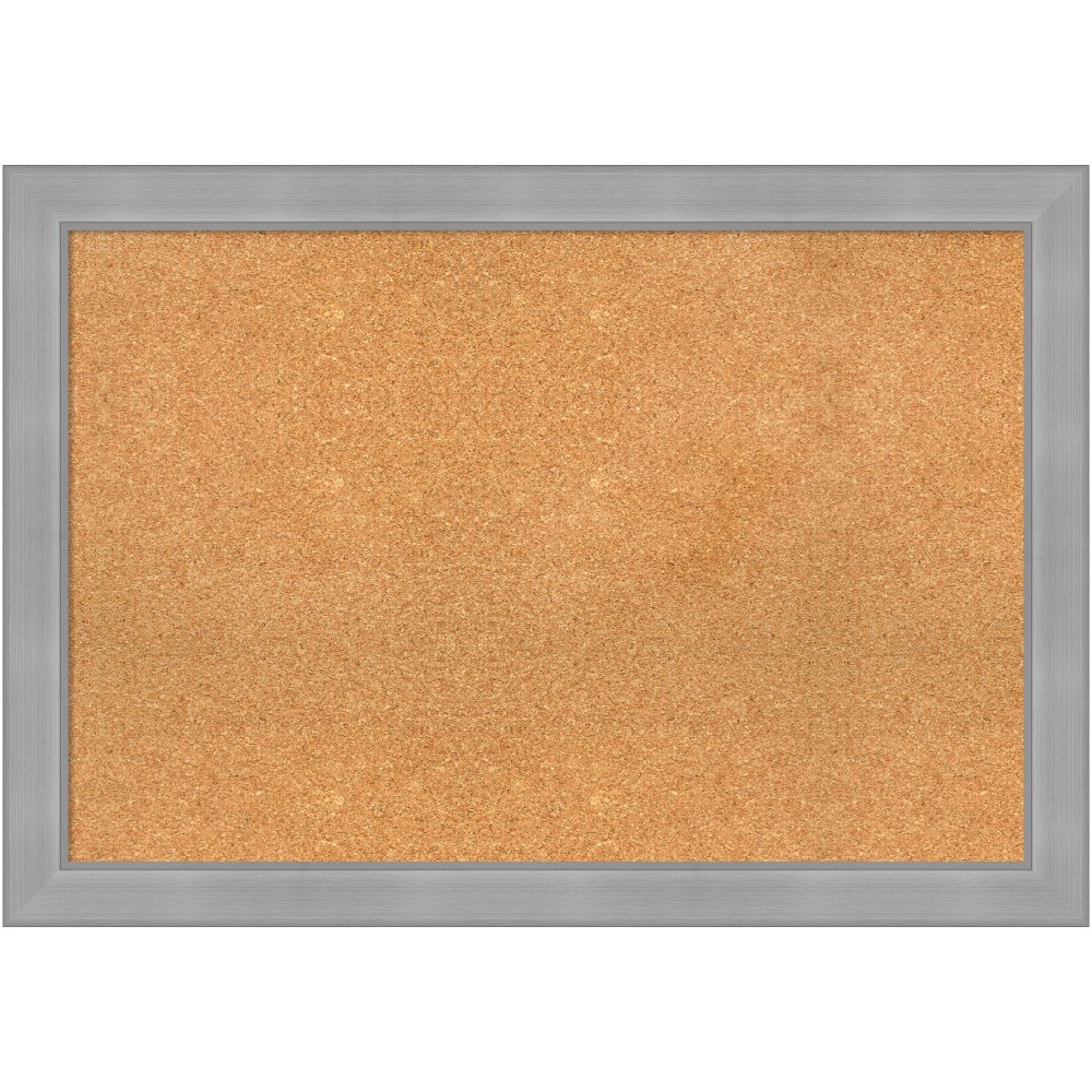 Amanti Art Cork Bulletin Board, 40in x 28in, Natural, Vista Brushed Nickel Polystyrene Frame MPN:A42705383460