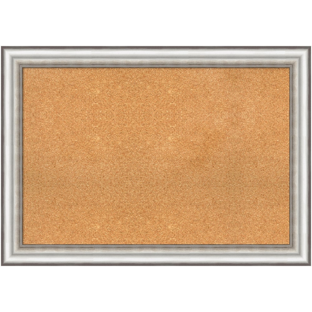 Amanti Art Cork Bulletin Board, 41in x 29in, Natural, Salon Silver Polystyrene Frame MPN:A42705383461