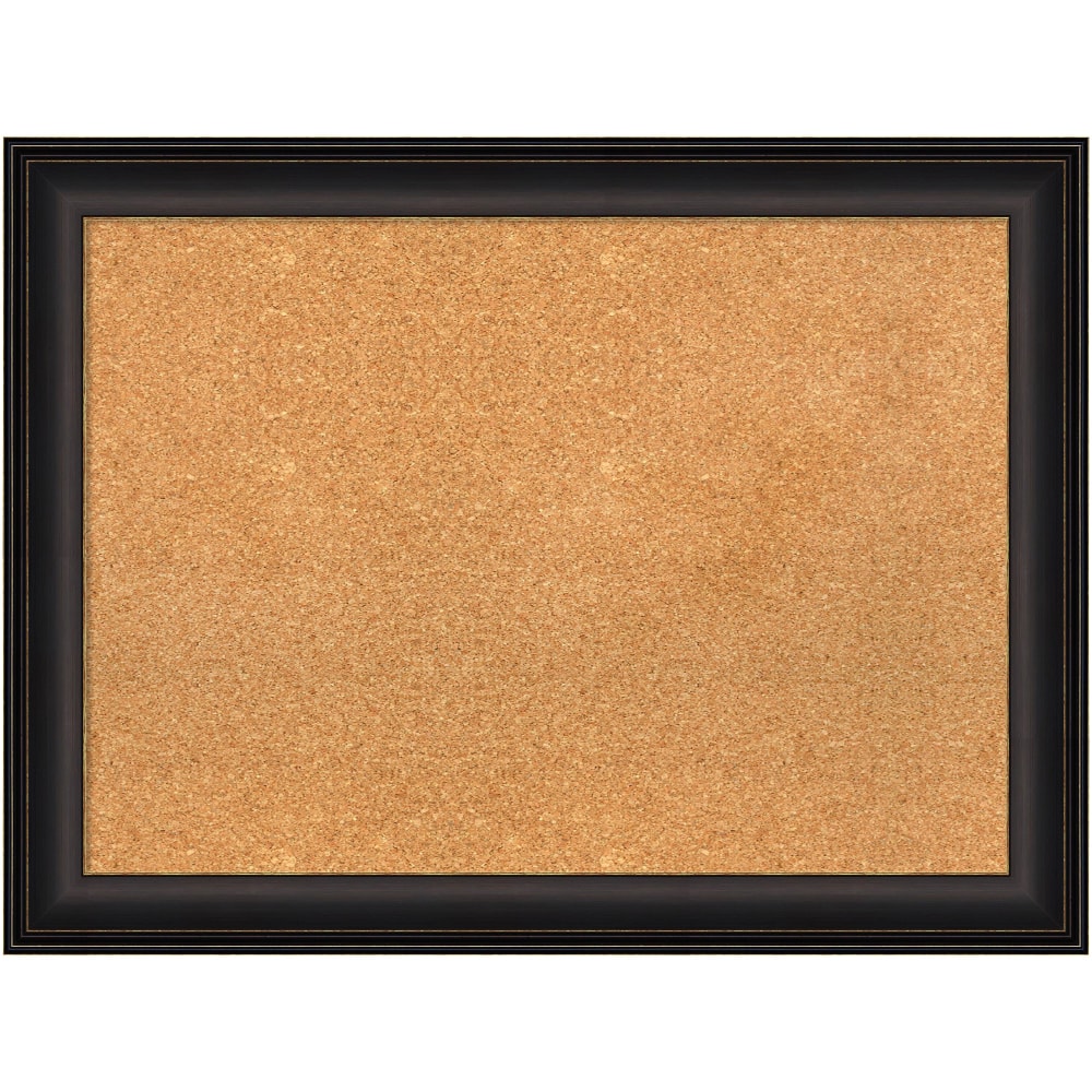 Amanti Art Cork Bulletin Board, 33in x 25in, Natural, Trio Oil Rubbed Bronze Polystyrene Frame MPN:A42705383467