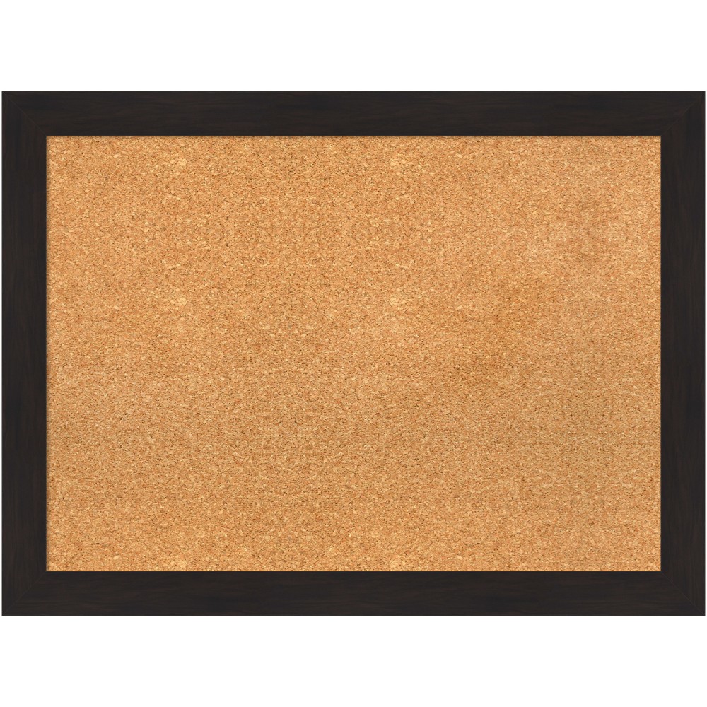 Amanti Art Rectangular Non-Magnetic Cork Bulletin Board, Natural, 32in x 24in, Furniture Espresso Narrow Plastic Frame MPN:A42705383470