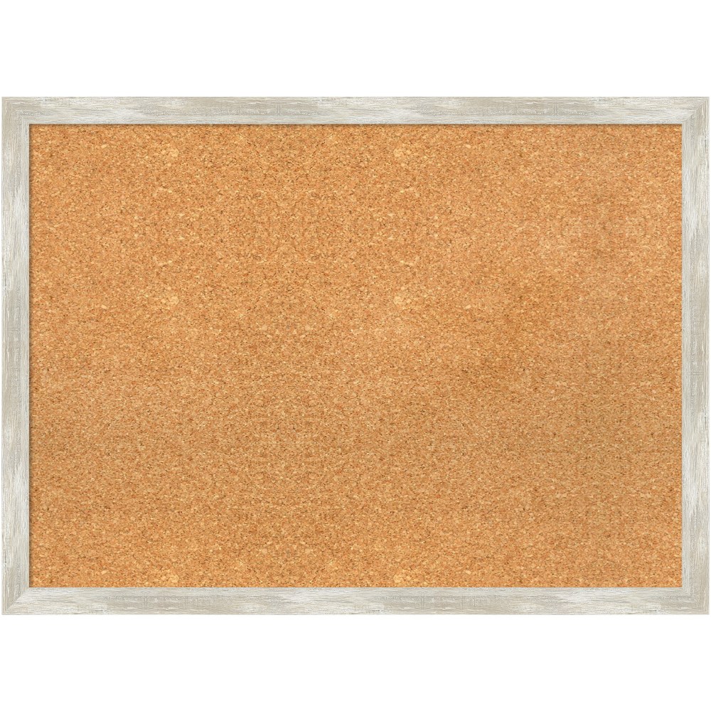 Amanti Art Rectangular Non-Magnetic Cork Bulletin Board, Natural, 30in x 22in, Crackled Metallic Narrow Plastic Frame MPN:A42705383472