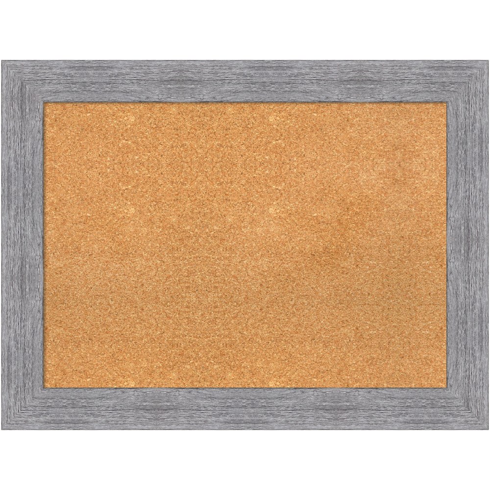Amanti Art Rectangular Non-Magnetic Cork Bulletin Board, Natural, 33in x 25in, Bark Rustic Gray Plastic Frame MPN:A42705383475