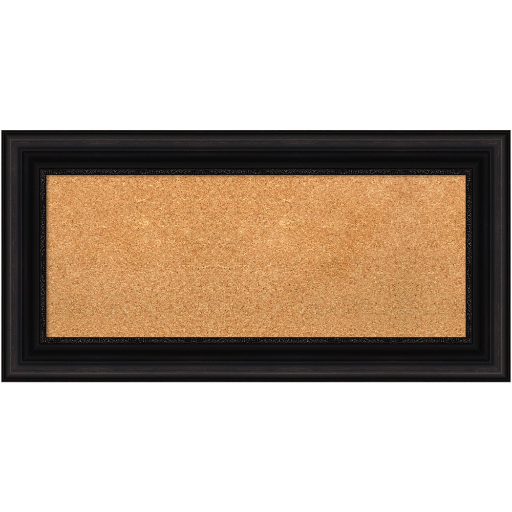 Amanti Art Non-Magnetic Cork Bulletin Board, 36in x 18in, Natural, Parlor Black Plastic Frame MPN:A42705383488