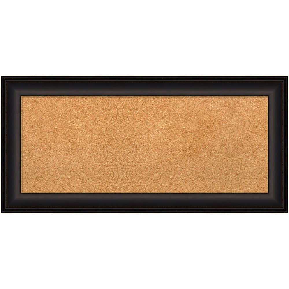 Amanti Art Cork Bulletin Board, 35in x 17in, Natural, Trio Oil Rubbed Bronze Polystyrene Frame MPN:A42705383489