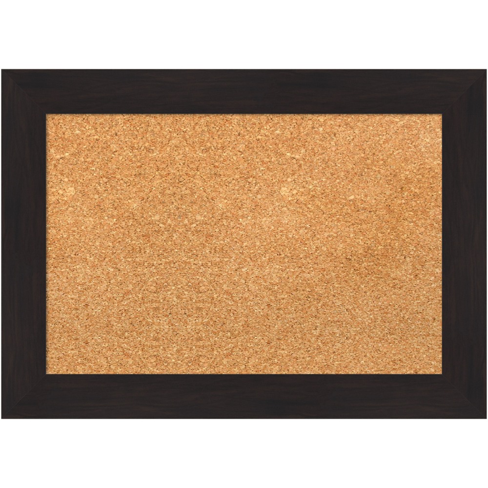 Amanti Art Rectangular Non-Magnetic Cork Bulletin Board, Natural, 22in x 16in, Furniture Espresso Narrow Plastic Frame MPN:A42705383514