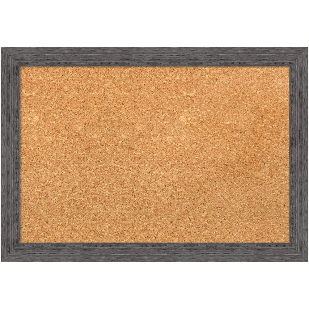 Amanti Art Non-Magnetic Cork Bulletin Board, 20in x 14in, Natural, Pinstripe Plank Gray Thin Plastic Frame MPN:A42705383518