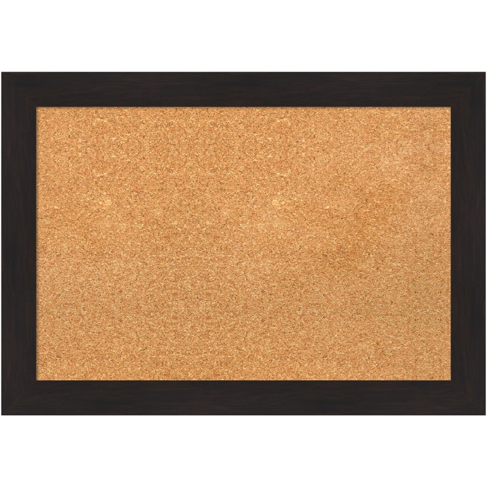 Amanti Art Rectangular Non-Magnetic Cork Bulletin Board, Natural, 28in x 20in, Furniture Espresso Narrow Plastic Frame MPN:A42705383536