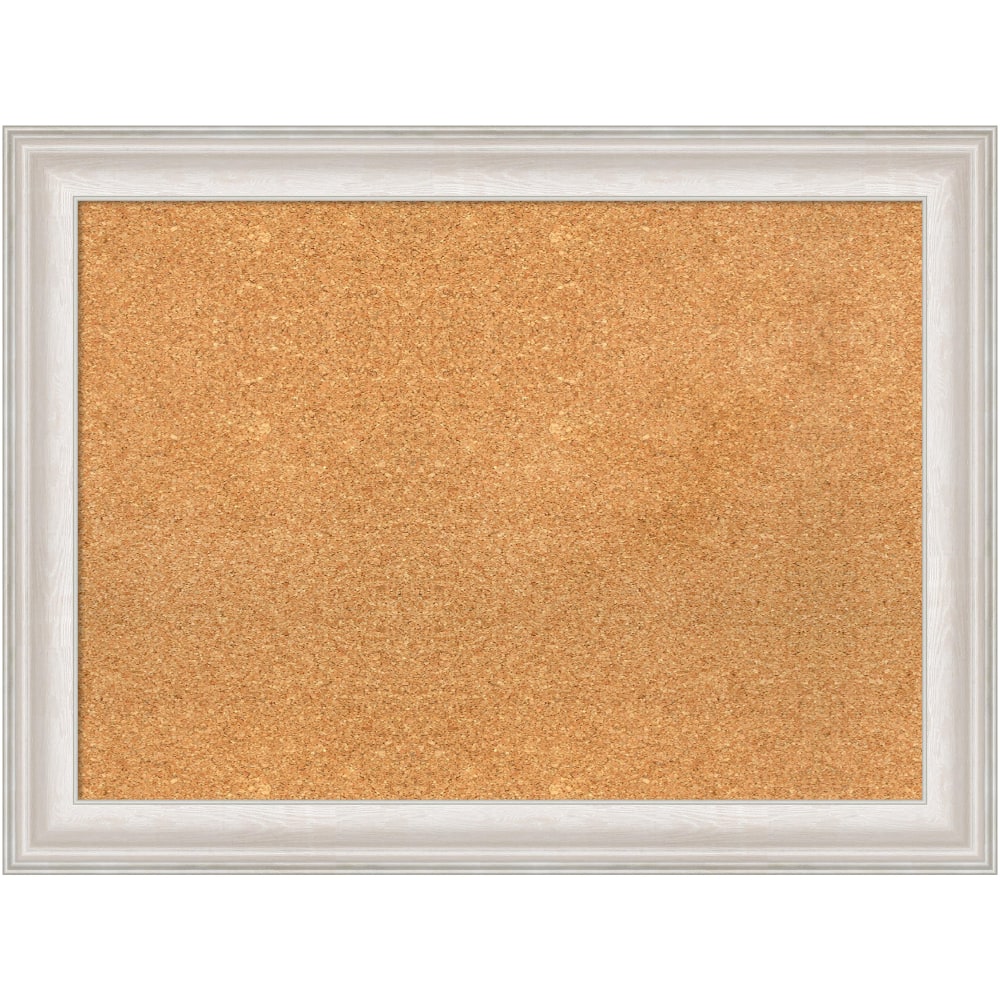 Amanti Art Cork Bulletin Board, 32in x 24in, Natural, Trio White Wash Silver Polystyrene Frame MPN:A42705383551
