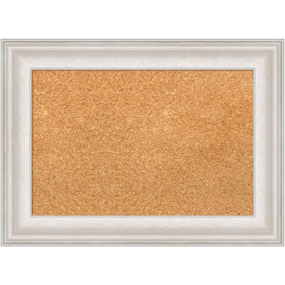 Amanti Art Cork Bulletin Board, 22in x 16in, Natural, Trio White Wash Silver Polystyrene Frame MPN:A42705383553