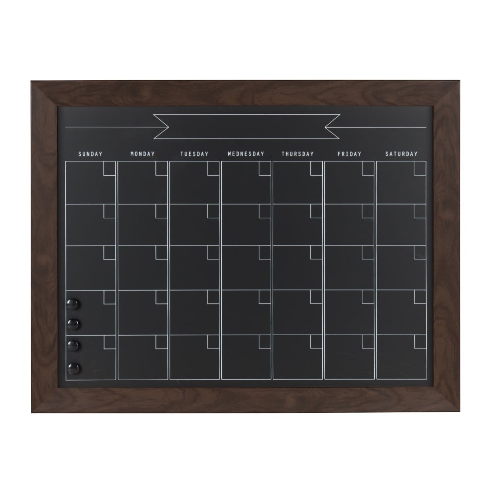 DesignOvations Beatrice Magnetic Framed Chalkboard Calendar, 23-3/16in x 29-3/16in, Black, Brown Plastic Frame MPN:211489