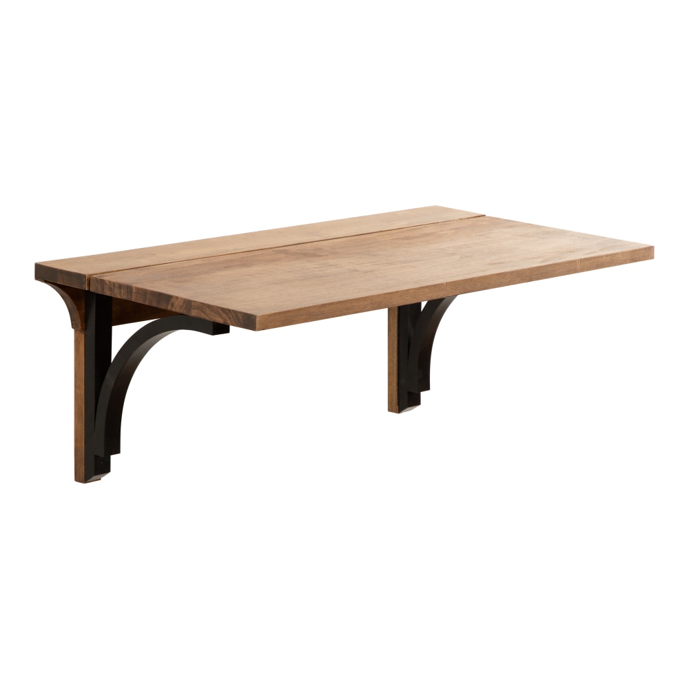 Kate and Laurel Corblynd 30inW Wall-Mounted Floating Student Desk, Rustic Brown/Black MPN:221480
