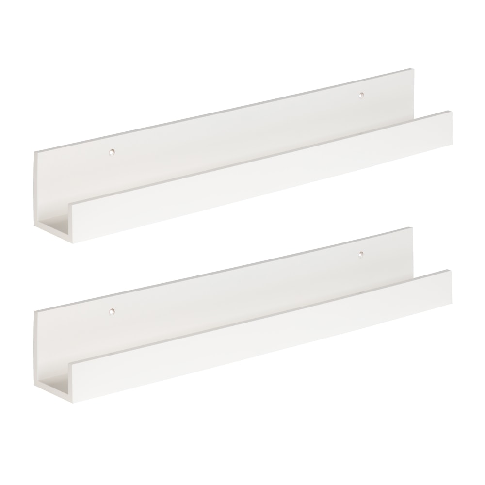 Kate and Laurel Levie Floating Shelf Wall Ledges, 3-1/2inH x 24inW x 3-9/16inD, White, Set Of 2 Ledges MPN:211554