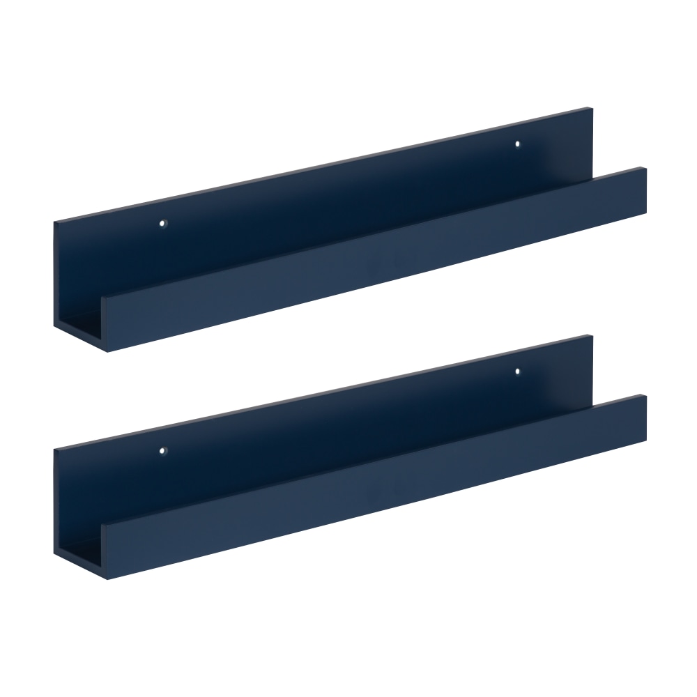 Kate and Laurel Levie Floating Shelf Wall Ledges, 3-1/2inH x 24inW x 3-9/16inD, Navy Blue, Set Of 2 Ledges MPN:211556
