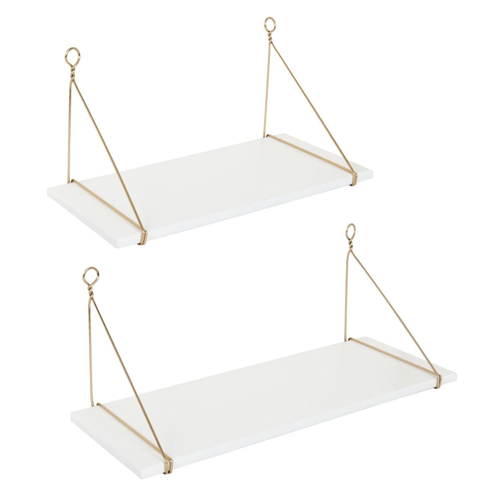 Kate and Laurel Vista Wall Shelves, 9-3/4inH x 24inW x 9-1/2inD, White, Set Of 2 Shelves MPN:211940