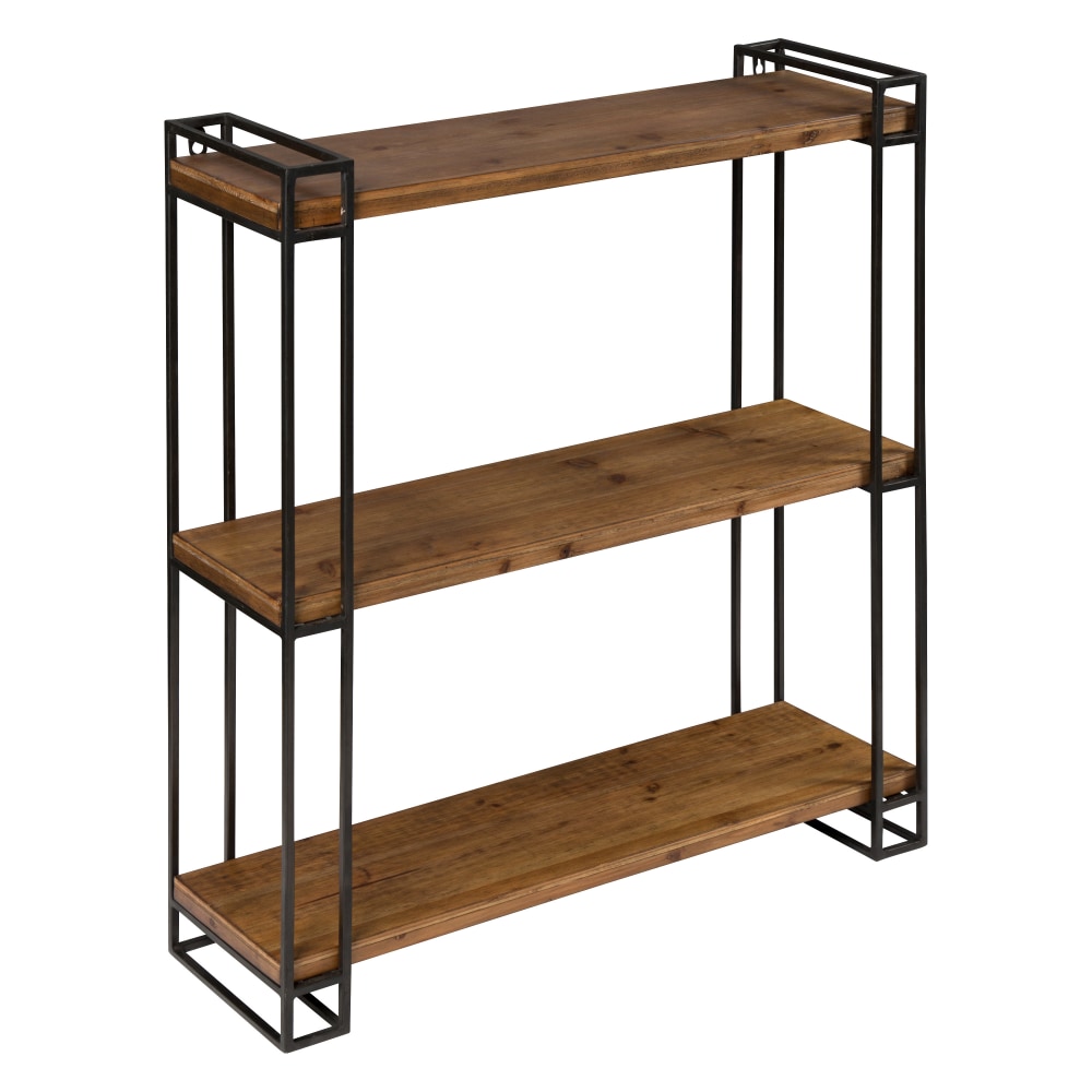 Kate and Laurel Lintz Floating Wall Shelves, 30-1/2inH x 26inW x 7-1/4inD, Brown/Black MPN:211959
