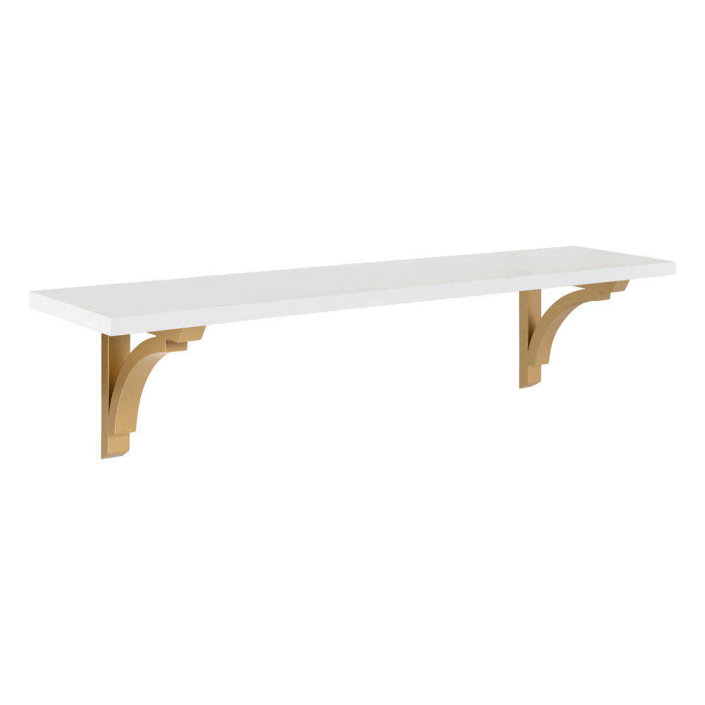 Kate And Laurel Corblynd Wall Shelf, 8-9/16inH x 36inW x 8inD, White/Gold MPN:212595