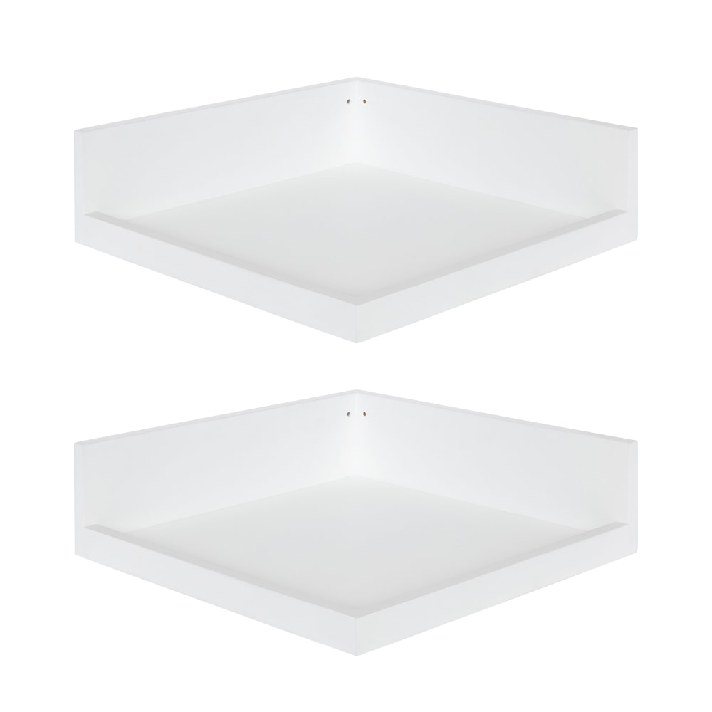 Kate And Laurel Levie Wall Shelves, 3-1/2inH x 12inW x 12inD, White, Set Of 2 Shelves MPN:214347