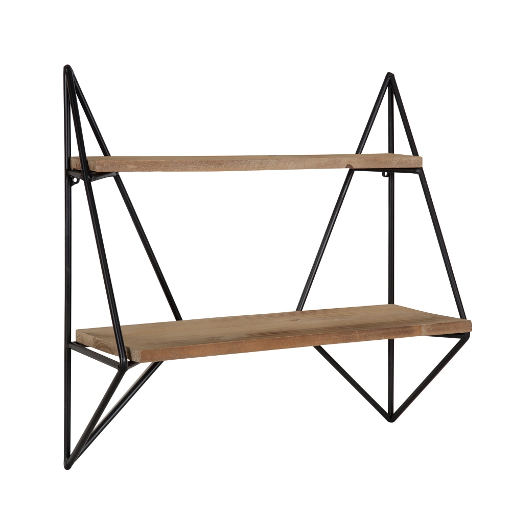Kate and Laurel Melita 2-Tier Wood And Metal Wall Shelves, 19-1/16inH x 19-1/2inW x 7-1/16inD, Rustic Brown/Black MPN:214966