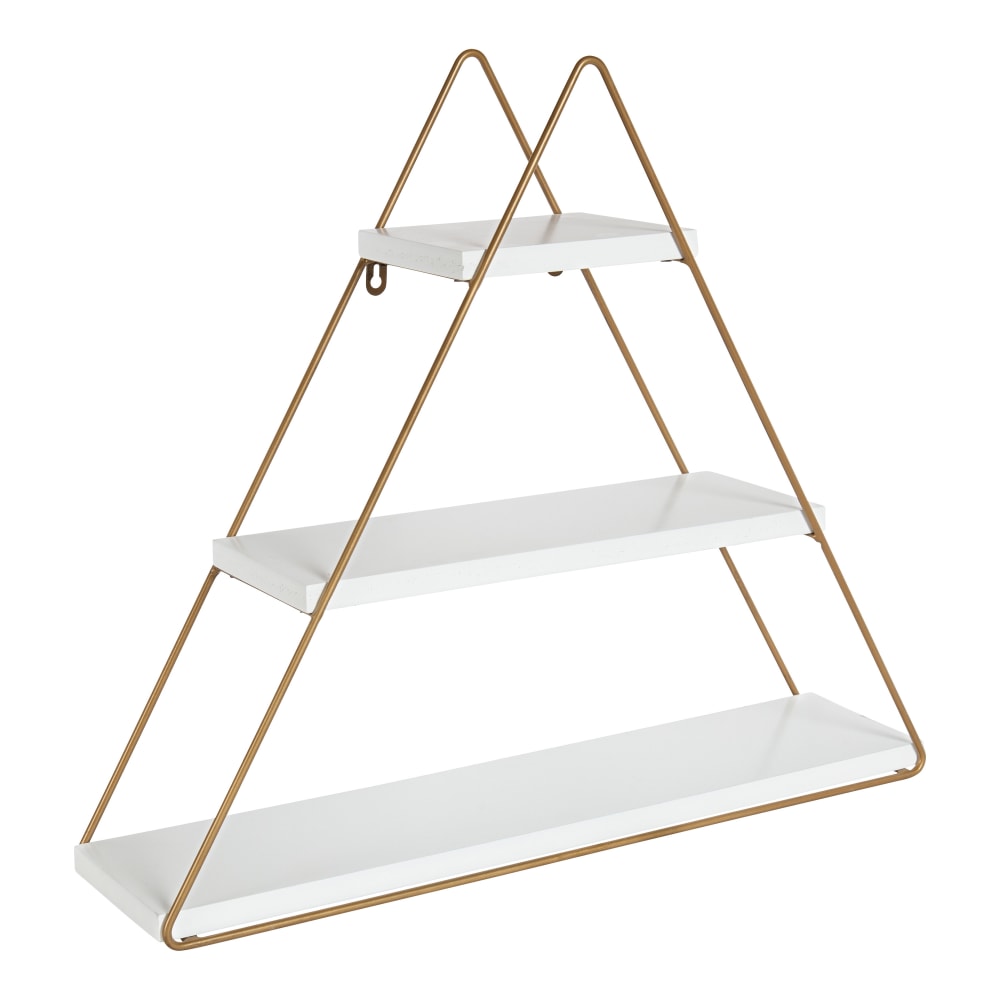 Kate and Laurel Tilde Multi-Purpose Wall Shelves, 20-15/16inH x 24-1/4inW x 6inD, White/Gold, Pack Of 3 Shelves MPN:215292