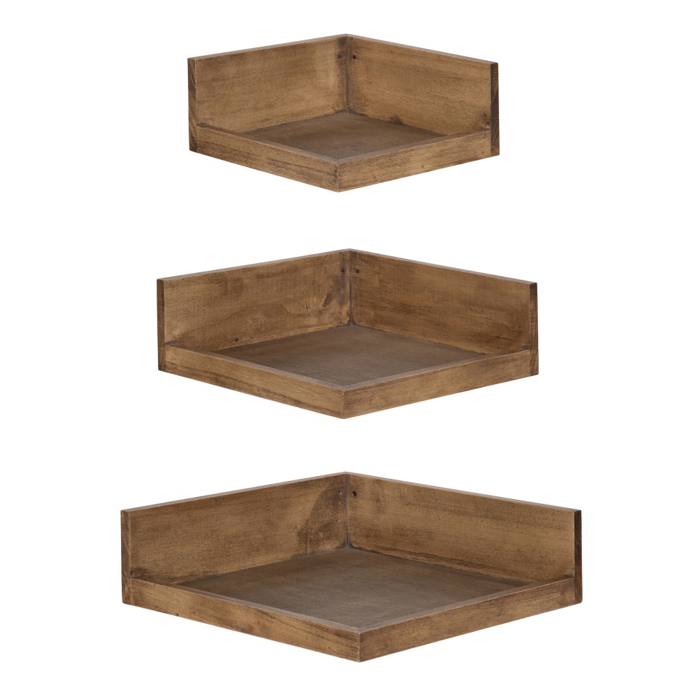 Kate and Laurel Levie Corner Shelf Set, Rustic Brown, Set Of 3 Shelves MPN:216474