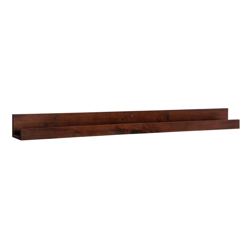 Kate and Laurel Levie Wooden Picture Ledge Wall Shelf, 3-1/2inH x 42inW x 3-1/2inD, Walnut Brown MPN:216483