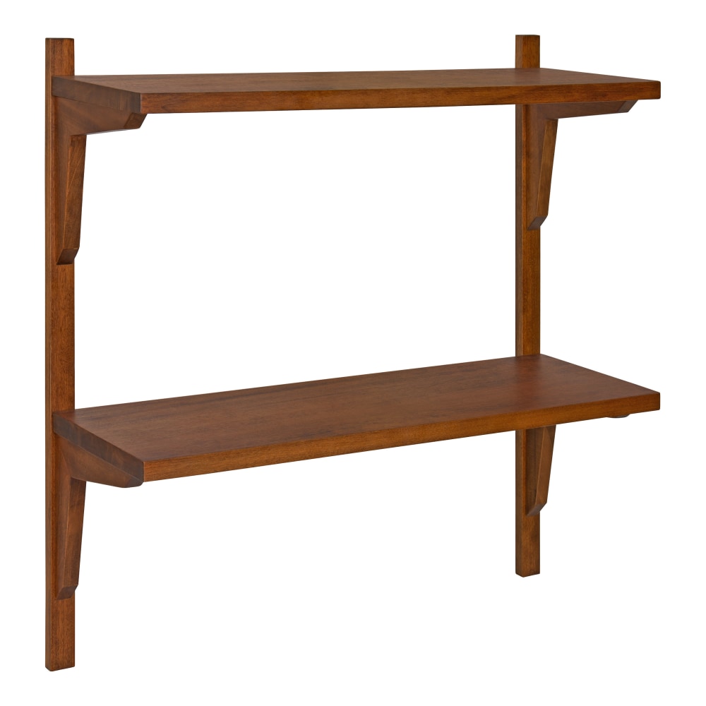 Kate and Laurel Meridien Wall Shelves, 24inH x 24inW x 8inD, Walnut Brown MPN:216851