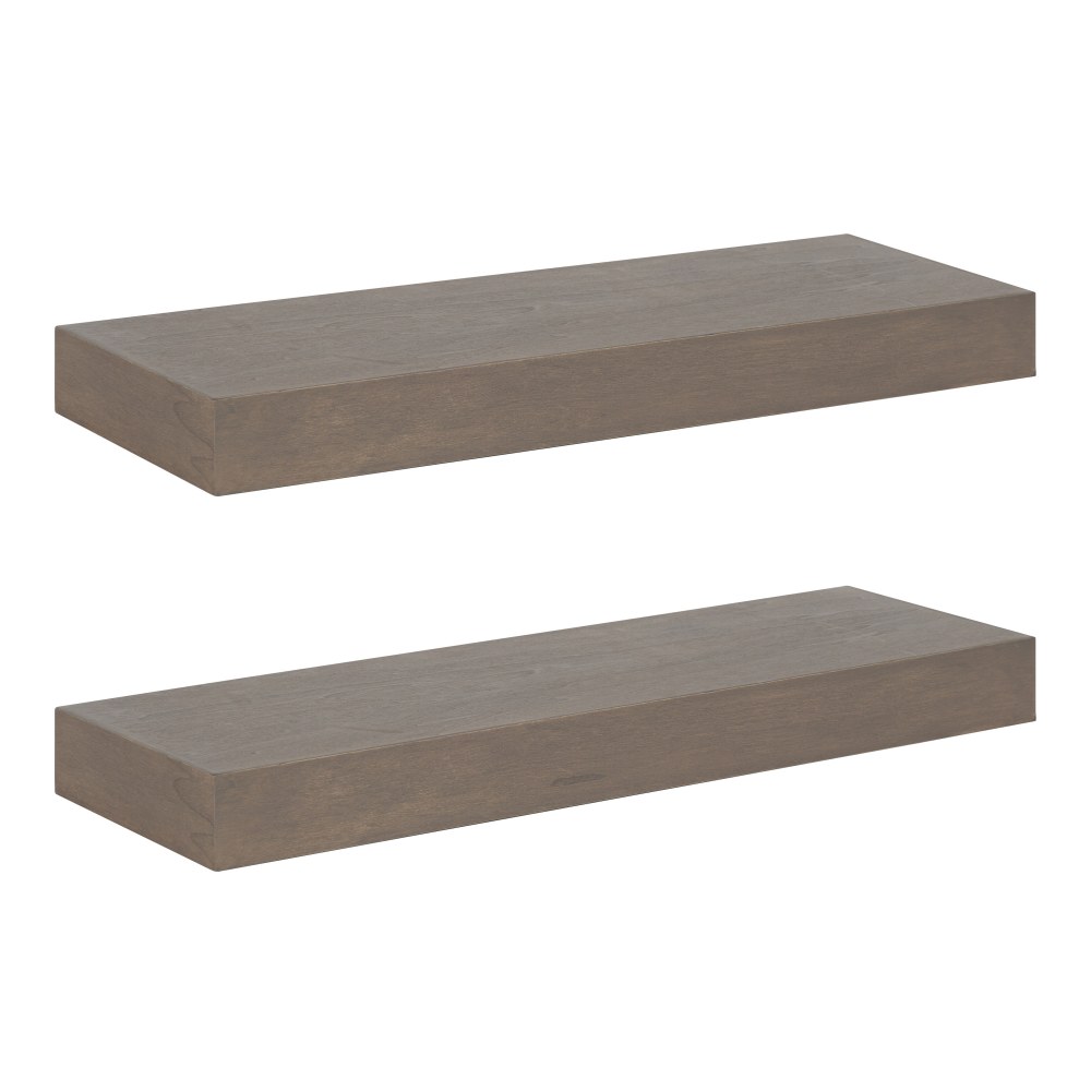 Kate and Laurel Havlock Wood Shelf Set, 2-1/4inH x 24inW x 8inD, Gray, Set Of 2 Shelves MPN:219344