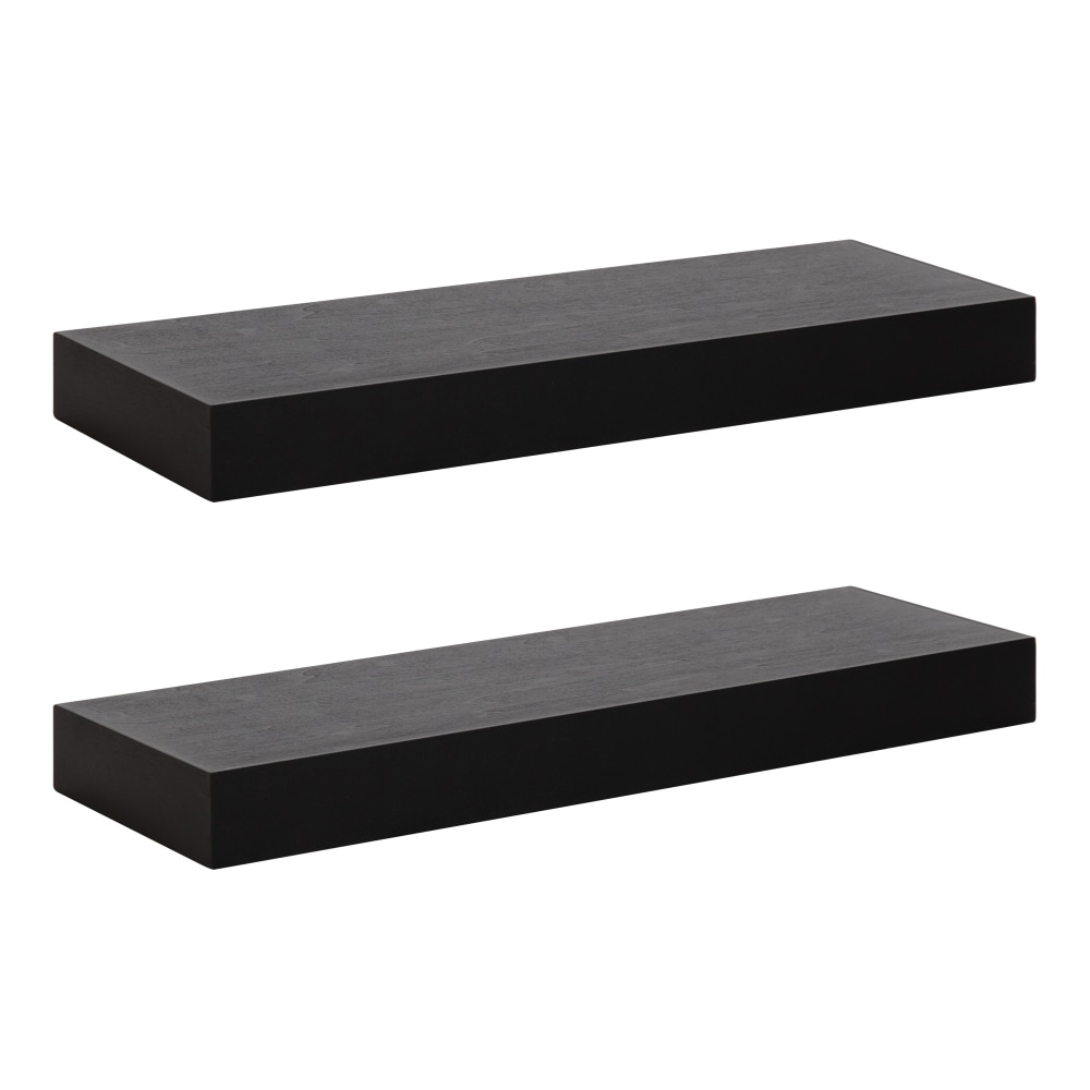 Kate and Laurel Havlock Wall Shelves, 2-1/4inH x 24inW x 8inD, Black, Set Of 2 Shelves MPN:219346