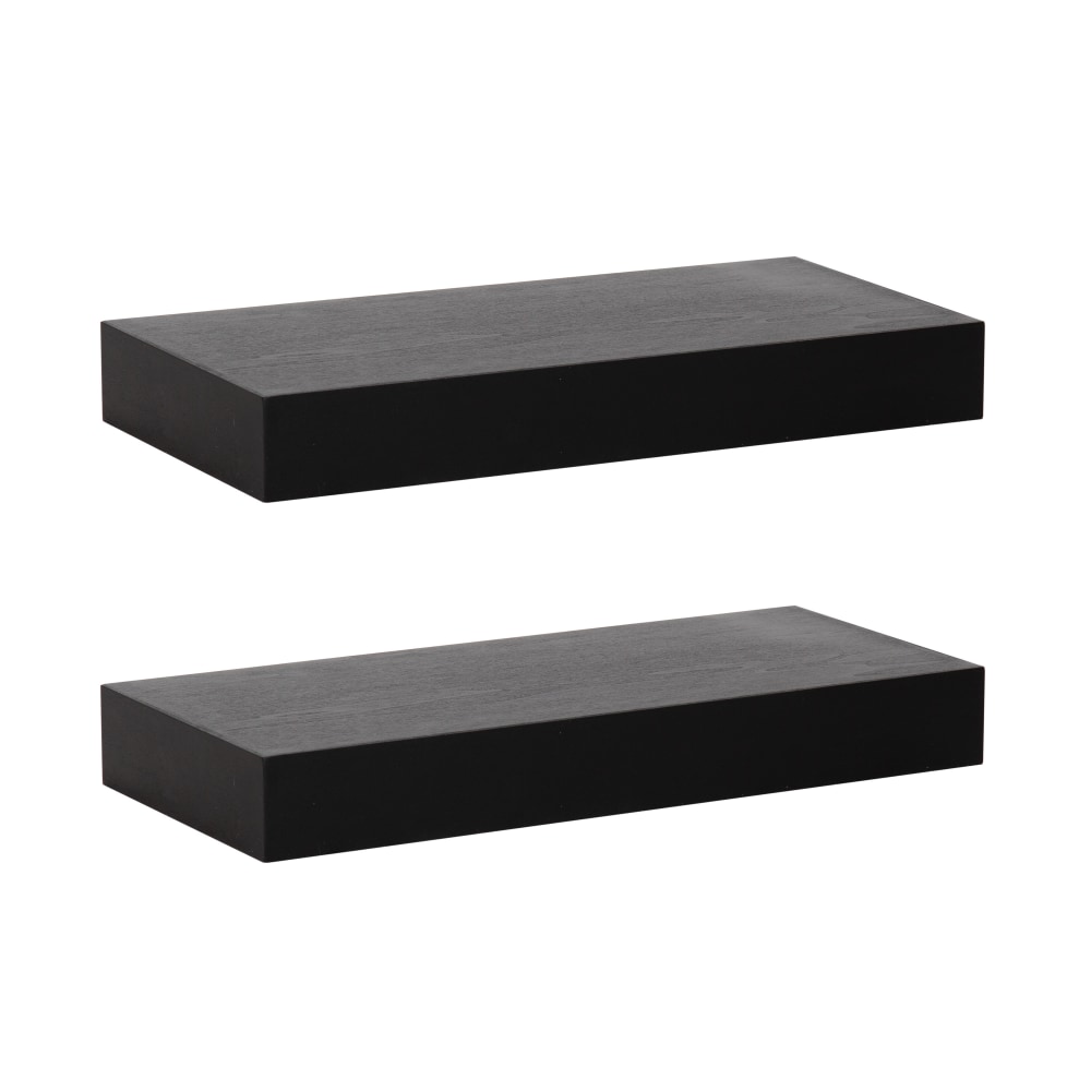 Kate And Laurel Havlock Wall Shelves, 2-1/4inH x 18inW x 8inD, Black, Set Of 2 Shelves MPN:219348