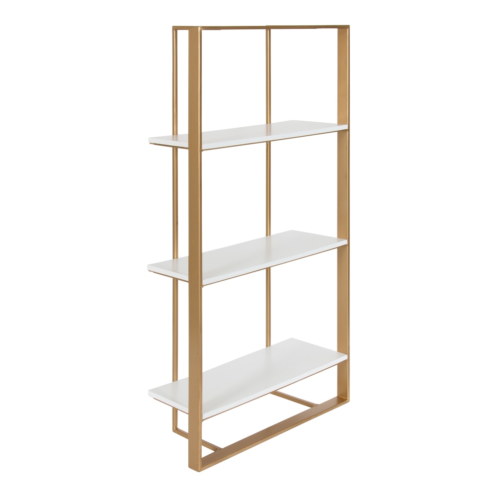 Kate And Laurel Kercheval Wall Shelf, 31-1/2inH x 15-1/14inW x 6inD, White/Gold MPN:219662