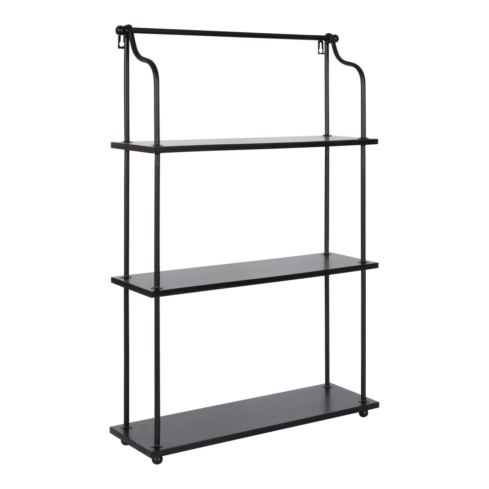 Kate and Laurel Walters 3-Tier Shelves, 32inH x 20-5/8inW x 6-1/4inD, Black, Set Of 3 Shelves MPN:221123