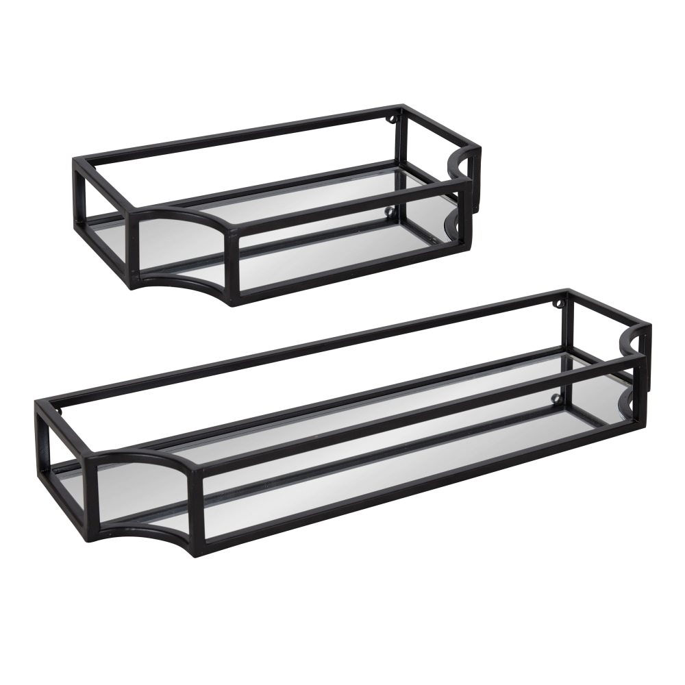 Kate and Laurel Ciel Metal Wall Shelf Set, Black, Set Of 2 Shelves MPN:222268