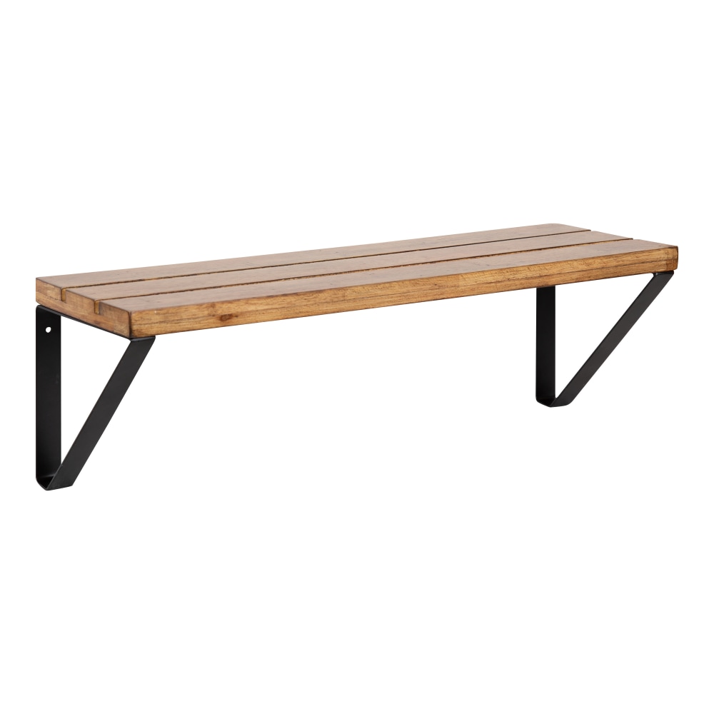 Kate and Laurel Samuels Wall Shelf, 7-1/2inH x 23-1/2inW x 8inD, Rustic Brown/Black MPN:223040
