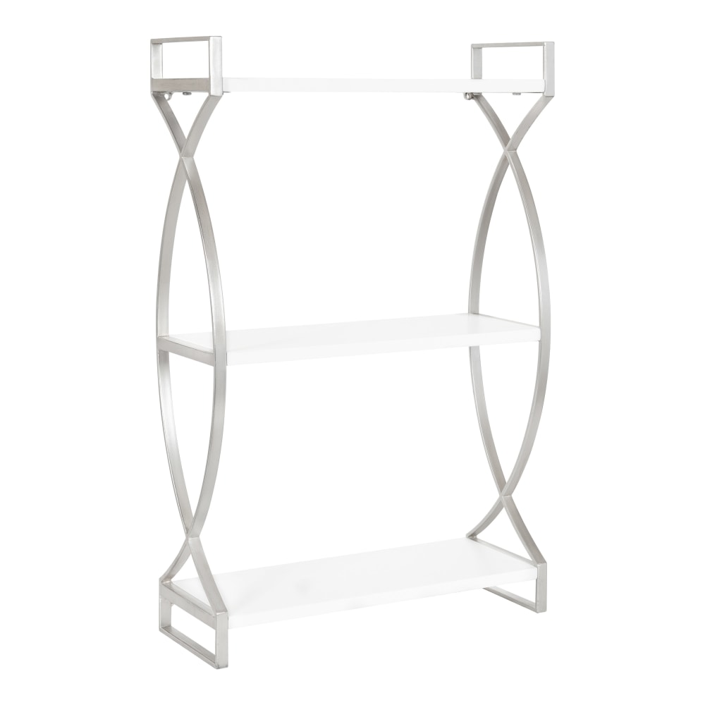 Kate and Laurel Arietta Tiered Shelves, 28inH x 18inW x 6-1/2inD, White/Silver MPN:223302